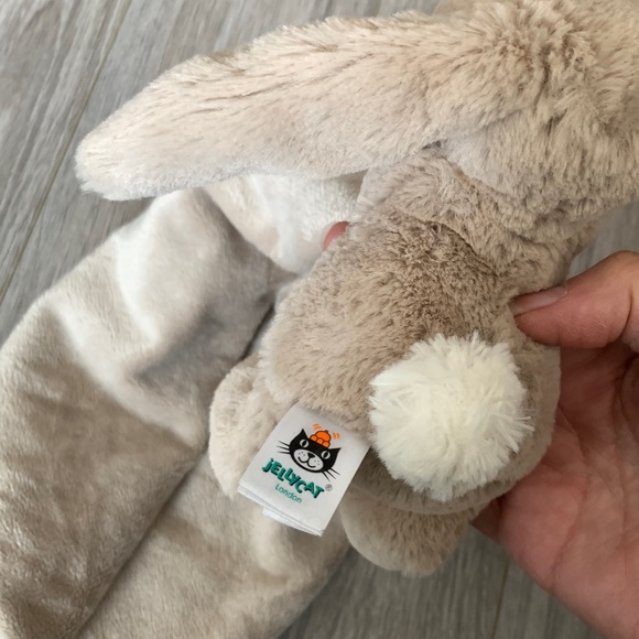 Jellycat Bashful Bunny Lovey Security Blanket AND Bunny Rattle: 2 Beige Plushies - Picture 6 of 7